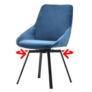 SELSEY Krzesło tapicerowane Yanii z podłokietnikami niebieskie na czarnej podstawie