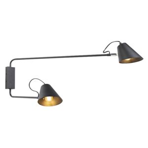Designerski Kinkiet / Lampa scienna czarny 2-punktowy regulowany - Lune Oswietlenie wewnetrzne