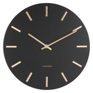 Czarny zegar ścienny ze wskazówkami w złotym kolorze Karlsson Charm