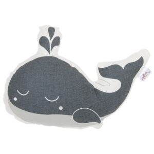 Szara poduszka dziecięca z domieszką bawełny Apolena Pillow Toy Whale, 35x24 cm