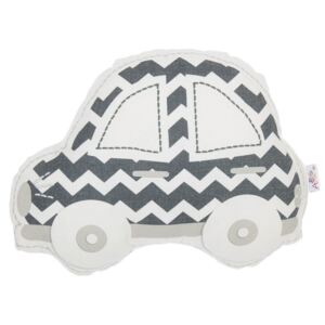 Szaro-biała poduszka dziecięca z domieszką bawełny Apolena Pillow Toy Car, 32x25 cm