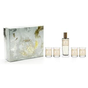 Komplet 4 świeczek zapachowych perfum do wnętrz w opakowaniu podarunkowym o zapachu gardenii i lilii Bahoma London