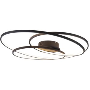 Designerski Plafon / Lampy sufitowe czarny 80cm 3-stopniowe ściemnianie LED - Rowin Oswietlenie wewnetrzne