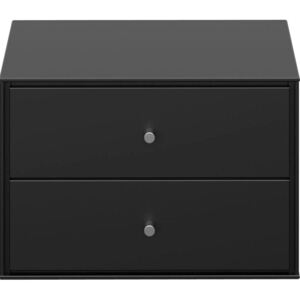 Czarna szafka nocna z dwiema szufladami, duński design