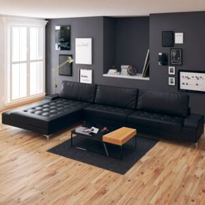 Sofa w kształcie L, skóra sztuczna, czarna, XXL, 326x163x83 cm