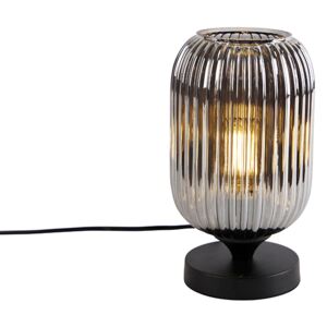 Lampa stołowa Art Deco czarna ze szkłem dymnym - Banci Oswietlenie wewnetrzne