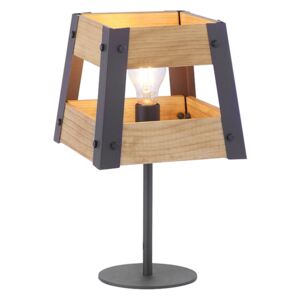 Industrialna lampa stołowa czarna z drewnem - Crate Oswietlenie wewnetrzne