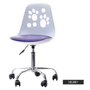 Fotel biurowy Foot biało - fioletowy do biurka dla dzieci