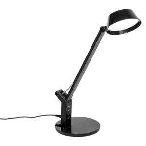 Designerska lampa stołowa czarna z diodą LED ze złączem USB - Edward Oswietlenie wewnetrzne