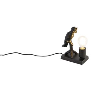 Lampa stołowa vintage mosiądz z czarnym - Papegoje Gren Oswietlenie wewnetrzne