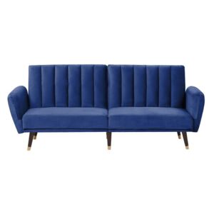 Sofa rozkładana welurowa ciemnoniebieska VIMMERBY