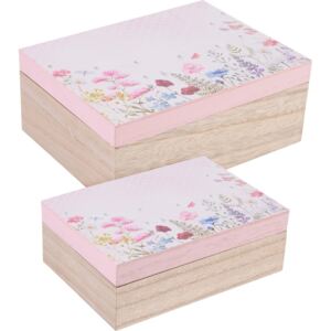 Zestaw pudełek dekoracyjnych Flower paradise 2 szt., różowy