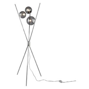 Designerska lampa stojąca srebrna z dymnym szkłem 3-lampa - Stino Oswietlenie wewnetrzne