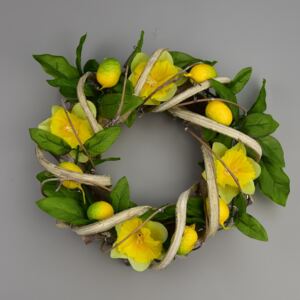 Wielkanocny wieniec z rattanu Narcis, 22 cm