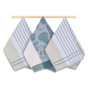 Ścierka kuchenna pasy szaro-niebieski, 50 x 70 cm, zestaw 3 szt