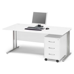 Zestaw mebli biurowych FLEXUS, biurko 1600x800 mm, kontenerek z 3 szufladami, biały