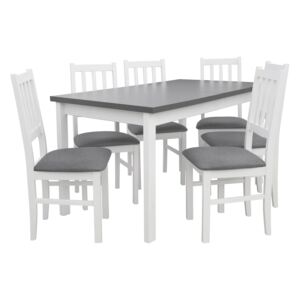 Stół z 6 krzesłami biały do kuchni jadalni X011