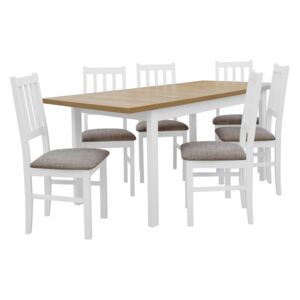 Stół z 6 krzesłami biały do kuchni jadalni X010