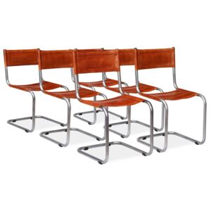 Krzesła stołowe, 6 szt., brązowe, skóra naturalna