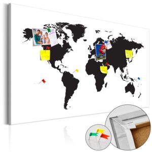 Selsey Tablica korkowa Mapa świata: Czarno-biała elegancja