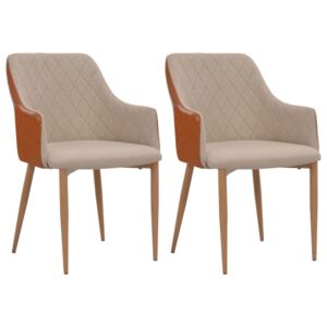 Krzesła stołowe, 2 szt., szaro-brązowe, tkanina
