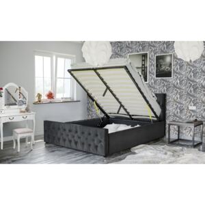 Łóżko 160X200 Z Materacem - Romano 2 - Welur Charcoal Grey