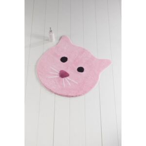 Różowy dywanik łazienkowy Cat, ⌀ 90 cm