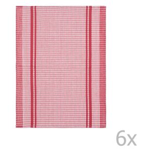 Komplet 6 czerwonych bawełnianych ścierek Tiseco Home Studio Waffle, 50x70 cm