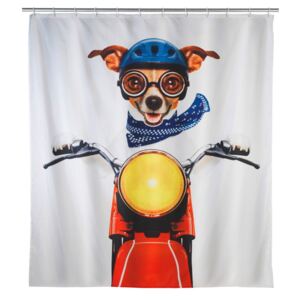 Kolorowa zasłona prysznicowa Wenko Biker Dog, 180x200 cm