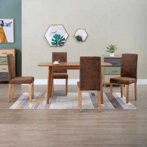 Krzesła stołowe, 4 szt., brązowe, sztuczna skóra zamszowa