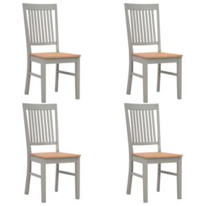 Krzesła stołowe, 4 szt., szare, lite drewno dębowe