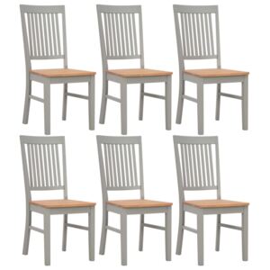 Krzesła stołowe, 6 szt., szare, lite drewno dębowe