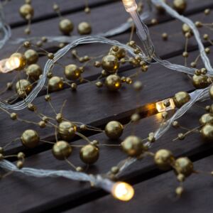 DecoLED łańcuch świetlny LED, zasilany bateryjnie - złote perły, ciepła biel, 10 diod, 1,3 m