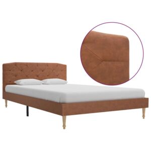 Rama łóżka, brązowa, tapicerowana tkaniną, 120 x 200 cm