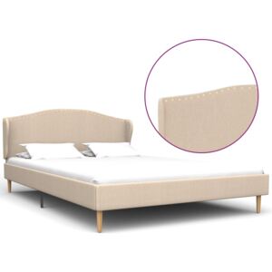 Rama łóżka, tkanina, beżowa, 140 x 200 cm