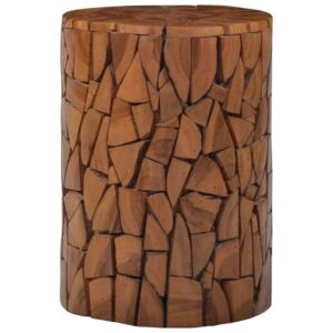 Mozaikowy stołek, brązowy, lite drewno tekowe