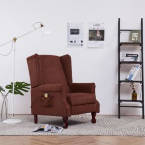 Rozkładany fotel masujący, brązowy, tkanina