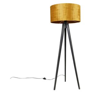 Vloerlamp tripod zwart met kap goud 50 cm - Tripod Classic Oswietlenie wewnetrzne