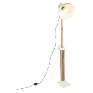 Przemysłowa lampa stojąca biała drewno - Mangoes Oswietlenie wewnetrzne