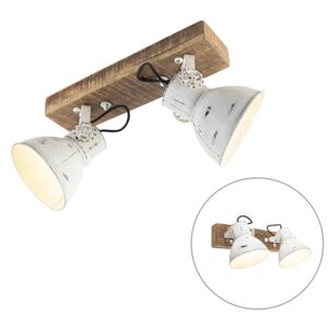 Przemysłowy Reflektorek / Spot / Spotow biały drewno 2-źródła światła - Mangoes Oswietlenie wewnetrzne