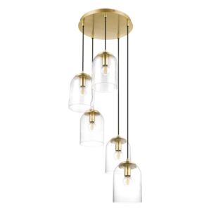 Lampa wisząca GoodHome Thestias 5-punktowa E14 transparentna / złota
