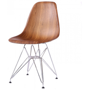 Krzesło Klint z metalowymi nogami, z forniru i plastiku, dł.46 x gł.37 x wys.81 cm - brązowe