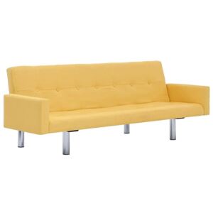 Rozkładana sofa z podłokietnikami ELIOR Nesma, żółta, 66,5x77,5x184 cm