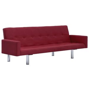Rozkładana sofa z podłokietnikami ELIOR Nesma, czerwona, 66,5x77,5x184 cm