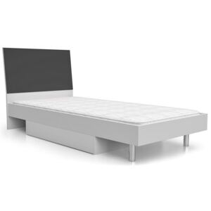 Łóżko młodzieżowe ELIOR Kormi, biało-popielate, 94x95x210 cm