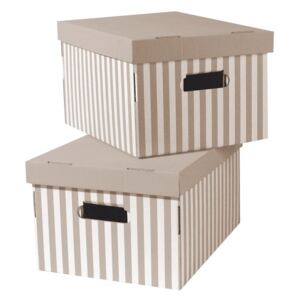 Zestaw 2 beżowych pudełek Compactor Stripes