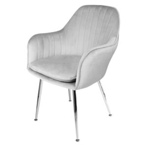 Foho krzesło tapicerowane szare - srebrne nogi