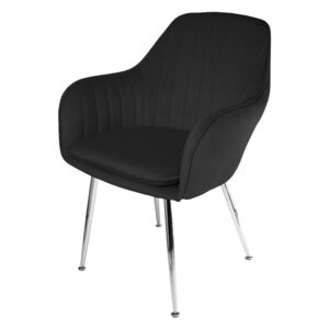 Foho krzesło tapicerowane czarne - srebrne nogi