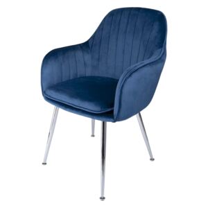 Foho krzesło tapicerowane niebieskie - srebrne nogi