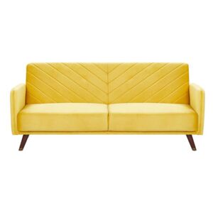 Sofa rozkładana welurowa żółta SENJA